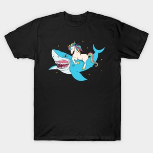 Unicorn Riding Shark T-Shirt